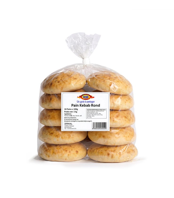 Pain Kebab Rond Surgelé 1kg (10 pièces) – Sebil